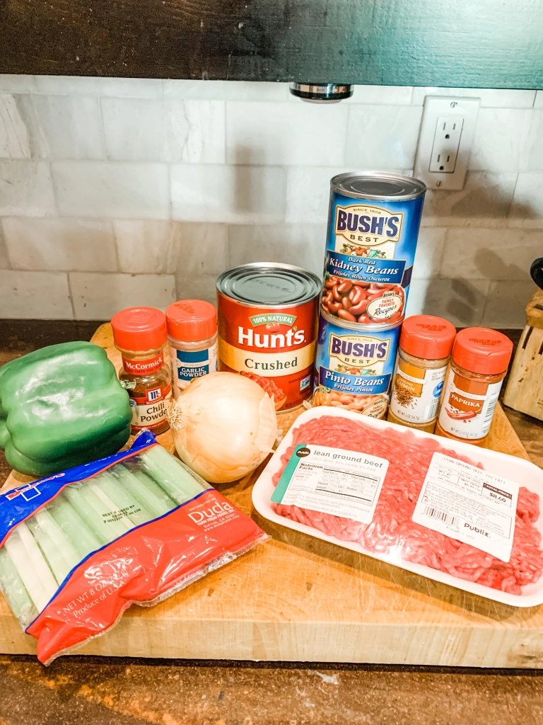 Ingredients for Aunt Paulette's Chili